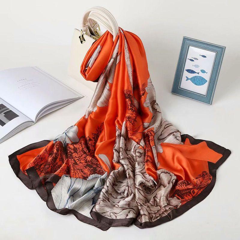 180*90cm Luxury Brand Women Summer Silk Scarves Shawl Lady Wrap Soft Female Europe Designer Beach Bandanna Foulard Muffler Pareo