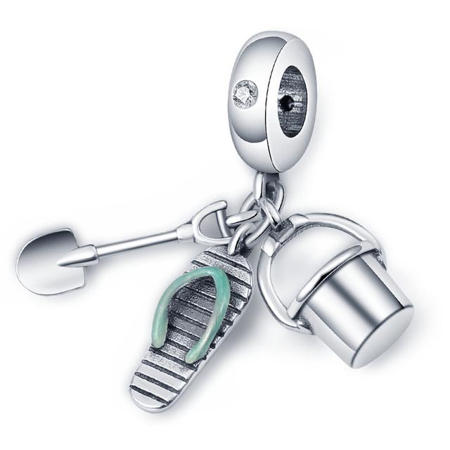 Ozean-Charms, 925er-Sterlingsilber, Muschelblau, passend für selbstgemachten Schmuck