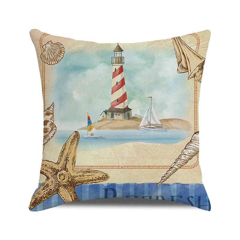 

45x45 см морская звезда, шезлонг, парусная лодка, тапочки, наволочка с принтом, обивка, наволочка, чехол для подушки в морском стиле 45x45cm