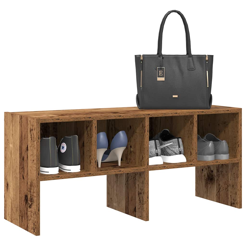 Stackable Shoe Rack Vintage Wood Look 89.5 X 30 X 40 Cm