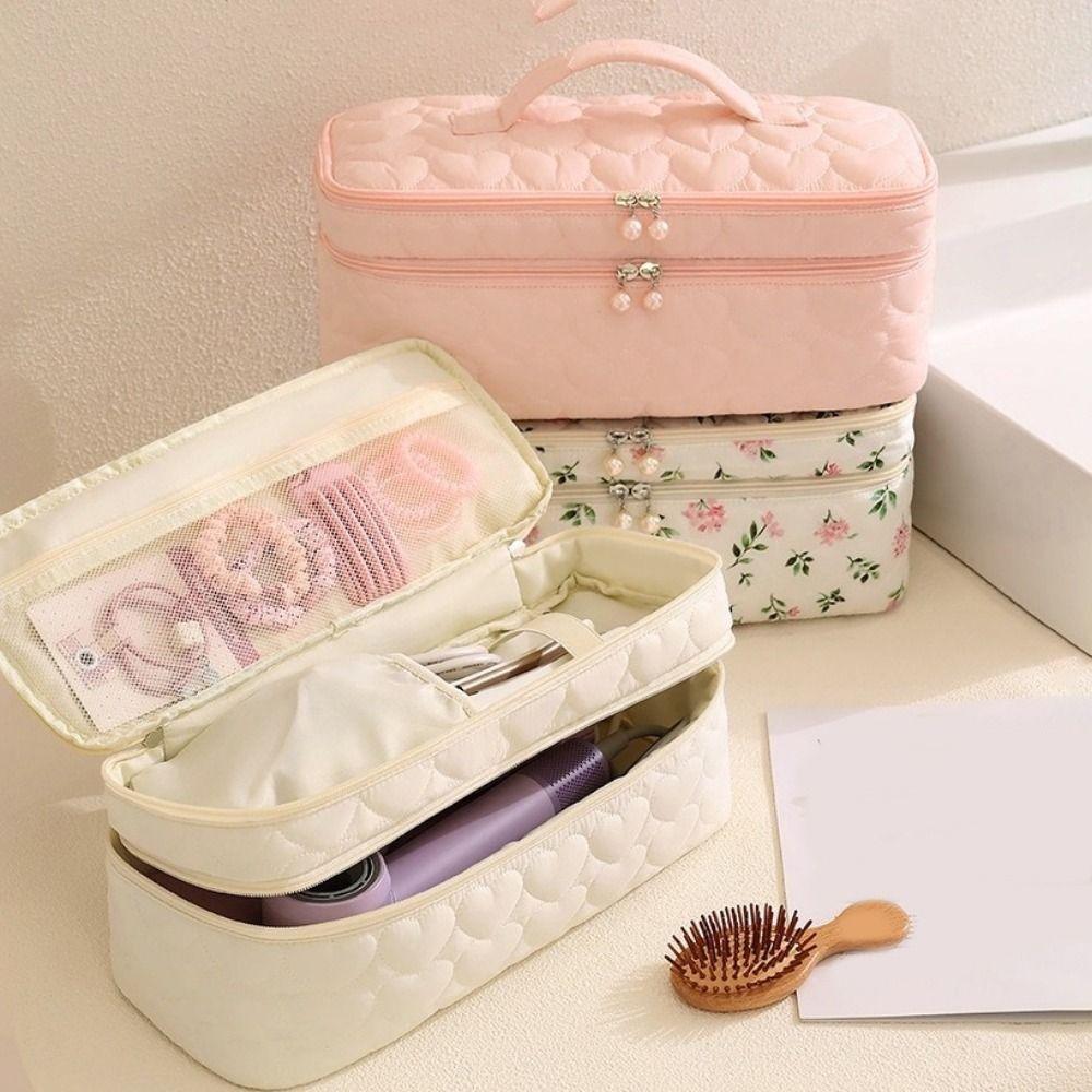 Handheld Double Layer Hair Dryer Bag Dust-proof Protective Curler Storage Bag Large Capacity with Zipper Hair Dryer Storage Bag