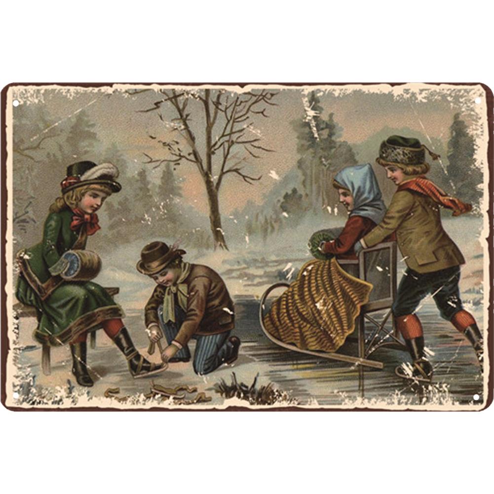 Merry Christmas Metal Tin Sign Plaque Cartoon Elk Snowflake Iron Painting Home Bar Cafe Pub Decoration Wall Art Plates