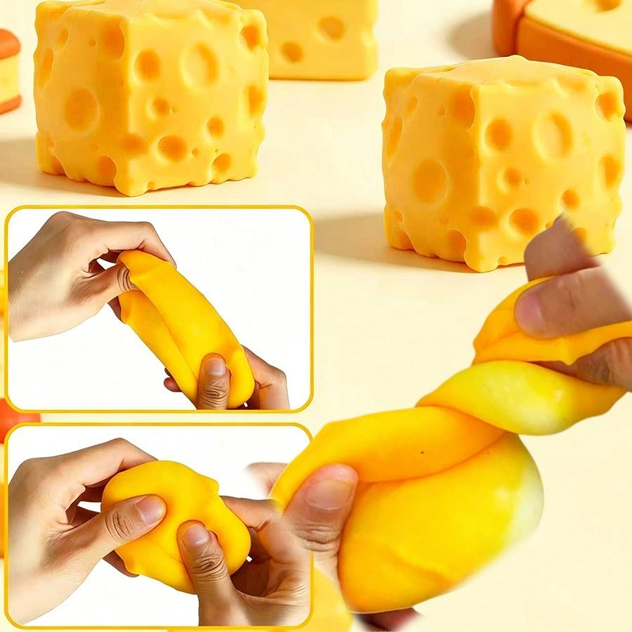 Stress Sensory Squishy Toy TPR Cheese Block Simulation Slow Rebound Pinch Physics Home Furniture Decor Holiday Gifts for Adults