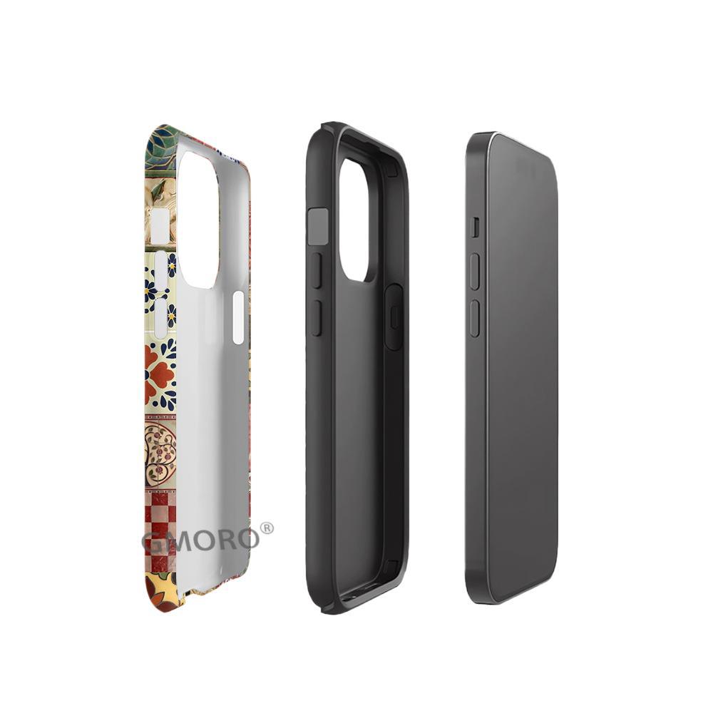 Popular Totem Retro Butterfly Flower Is Suitable for Apple 17pro Mobile Phone Case 16/15 Double-layer Film Anti-drop Case.