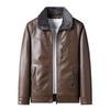 Winter Cashmere Coat Men's PU Leather Jacket Middle-aged Leather Jacket