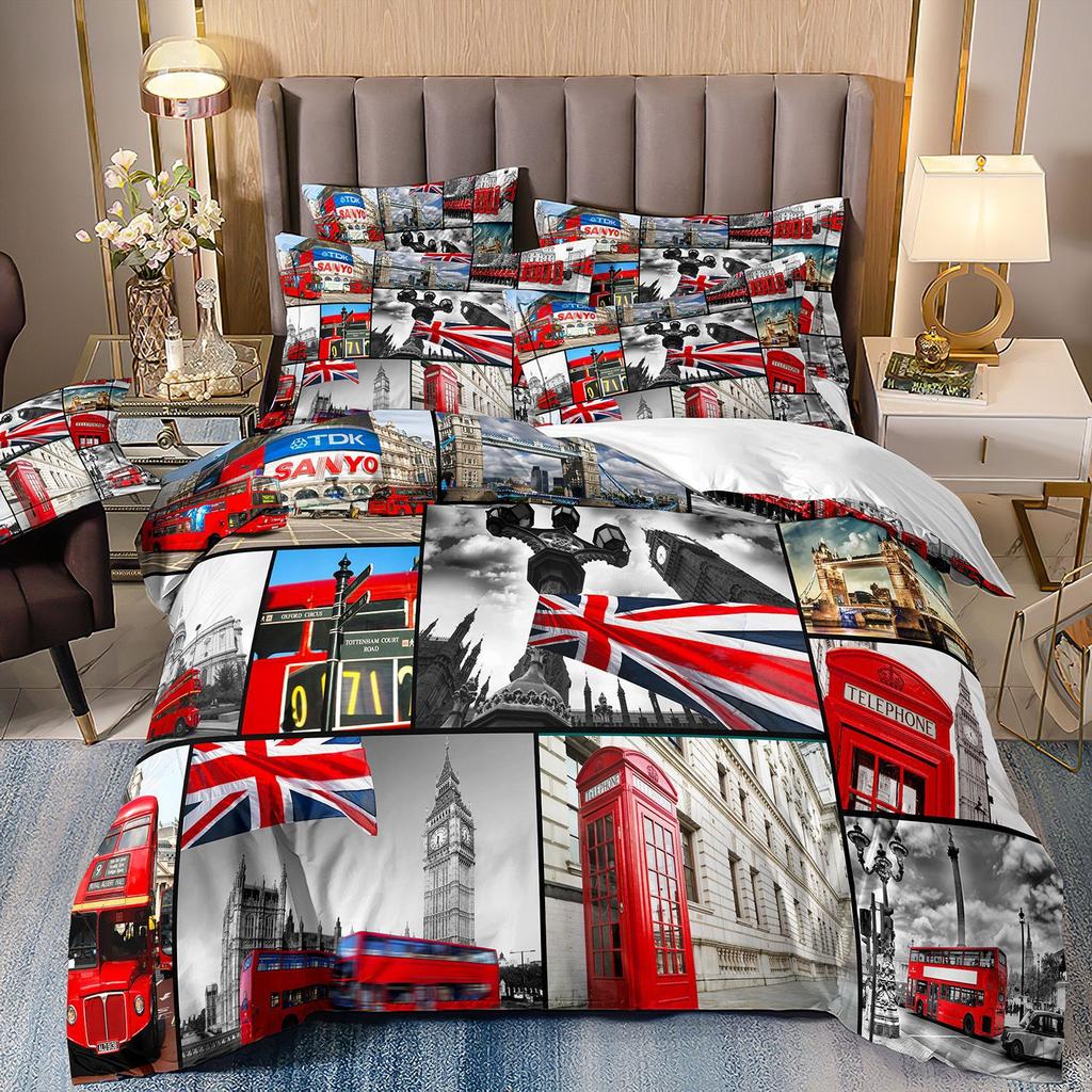 Bedding Three-Piece Set 3D Digital Printing Cartoon Fire Truck Children'S Polished Duvet Cover