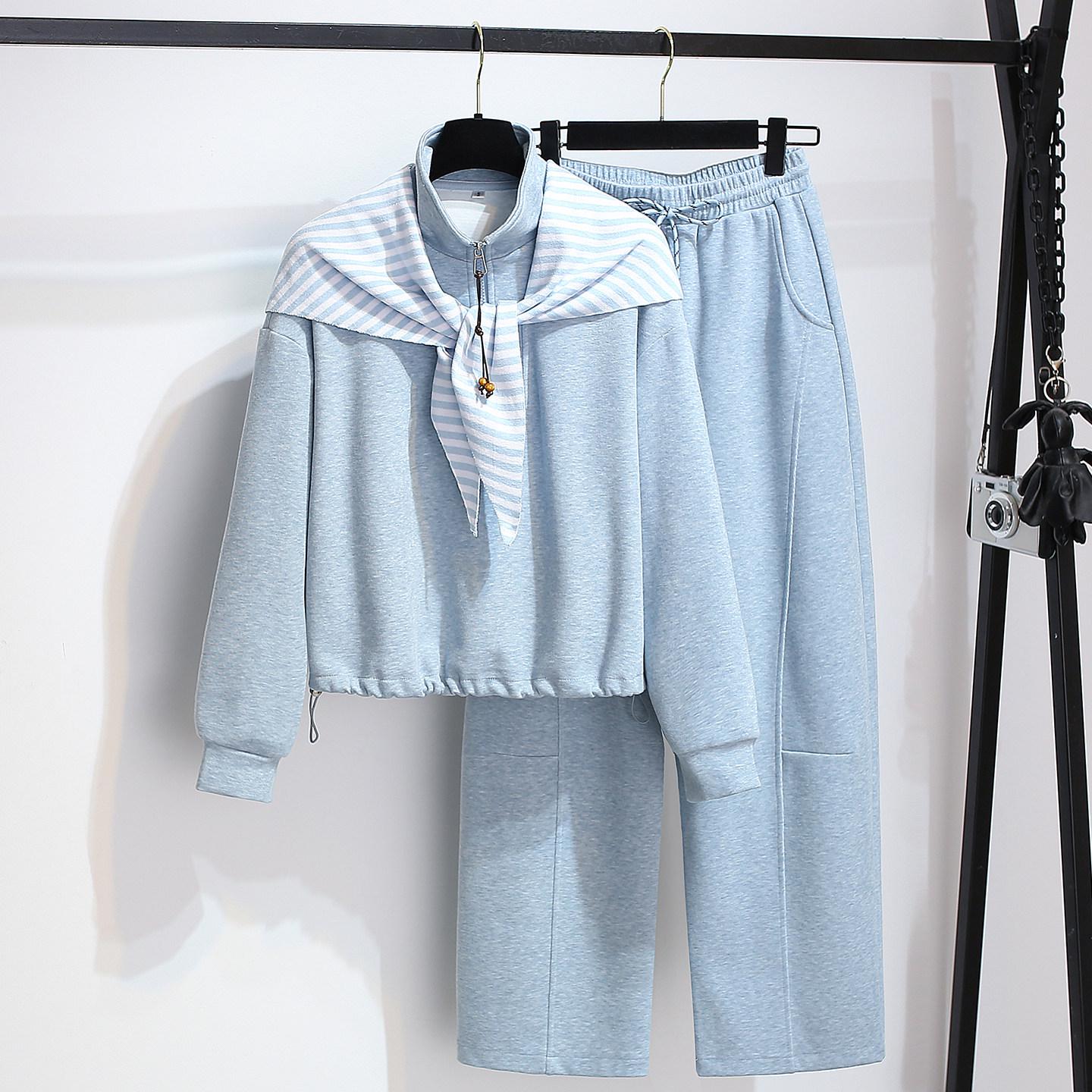 Women s Yellow Shawl Collar Hoodie & Scimitar Pants Two-Piece Set - 2026 Spring Collection S/85-100 lbs синий