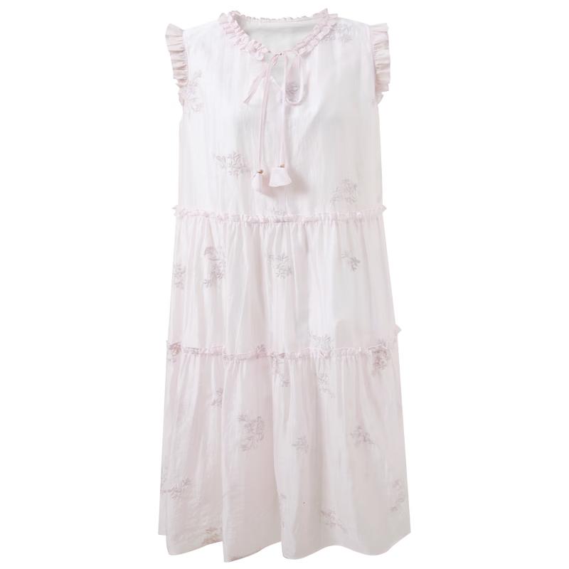 Sancai 2026 Summer Embroidered French Style Maxi Dress M