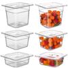 6 Pack 1/6 Size Clear Food Pans With Lids 2.5'' 4'' 6'' Deep Food Storage Containers Plastic Pan Lid With Handle Polycarbonate U