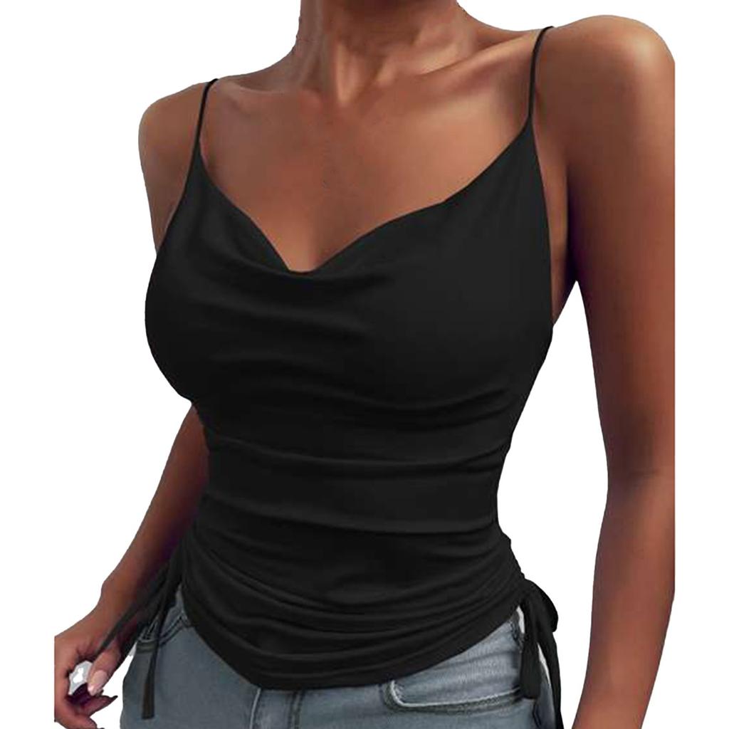 Women Summer V-Neck Color Tank Tops Casual Sleeveless Camis Top Blouse