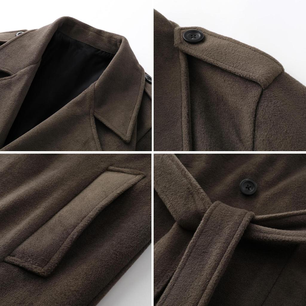 Neuer Wollmantel mit Herbst- und Winter Lang Lässig Locker Überknie Jacke für Herren Taillenbetont Koreanischer Windbreaker