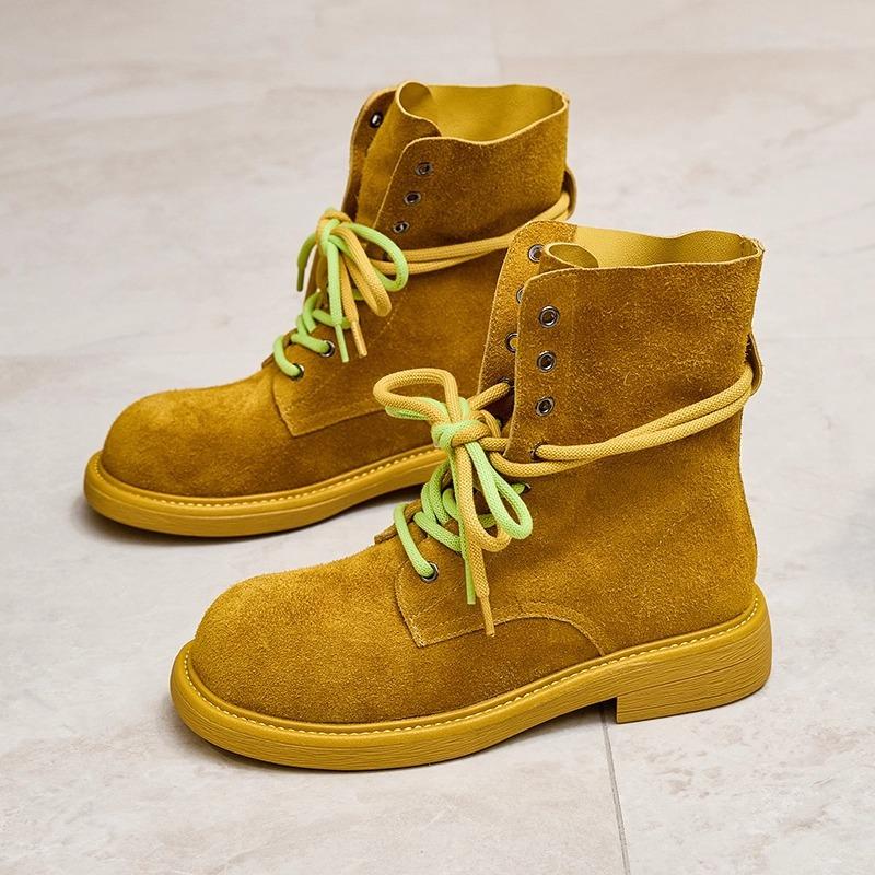 Leather platform Martin boots women's summer thin 2025 new British style tooling boots outdoor mountaineering locomotive short boots