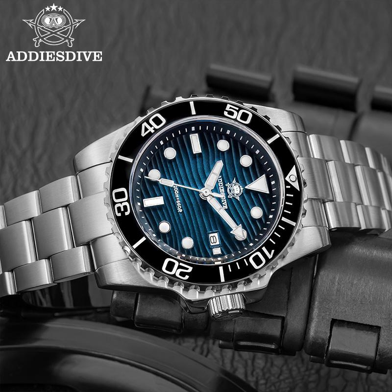 ADDIESDIVE New Watch 41mm Stainless Steel Diving Watches BWG9 Super Luminous 200m Waterproof Classic Quartz Wristwatch For Men