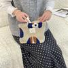 Fashion Retro Striped Clutch Bag Women Cosmetic Bag Plush Toiletry Bag Makeup Bags Makeup Pouch Case Travel Cosmetic Organizer