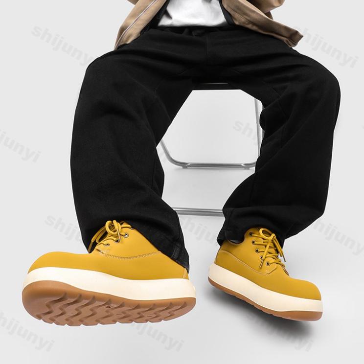 Fashion 2025 New Men's Casual Shoes Retro Motorcycle High Top Fashion Trend Boots Comfortable Non slip Height Increasing Chunky sneakers