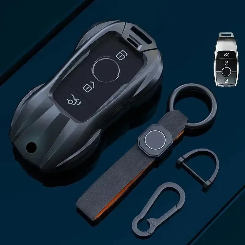 Car Key Case Cover For Mercedes Benz C E A B S Class Gle Gla Glb, Soft Tpu Key Fob Protector With Luxury Zinc Alloy Frame