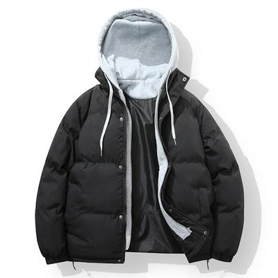 Baumwollkleidung im Fake-Zweiteiler-Look für Herren, trendige Baumwollkleidung, Winterverdickte neue Baumwolljacke im Hongkong-Stil, Brotmantel, modische Jacke für Herren