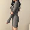 Korean Chic Retro V-Neck Slim-Fit Knit Dress for Women - Spring/Summer Style