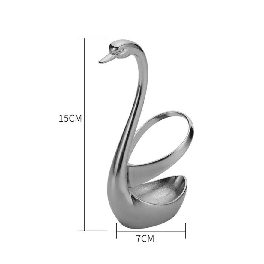 XDIA Zinc Alloy Fork Spoon Tableware Set Stand Holder Swan Shaped