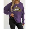 Leopard Print Embroidery Sequined Lips Personalized Round Neck Pullover Sweater for Women