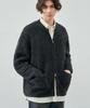 Draw Fit Loose Fit Wool Boucle Knit Zip-Up Cardigan [Space Blue]