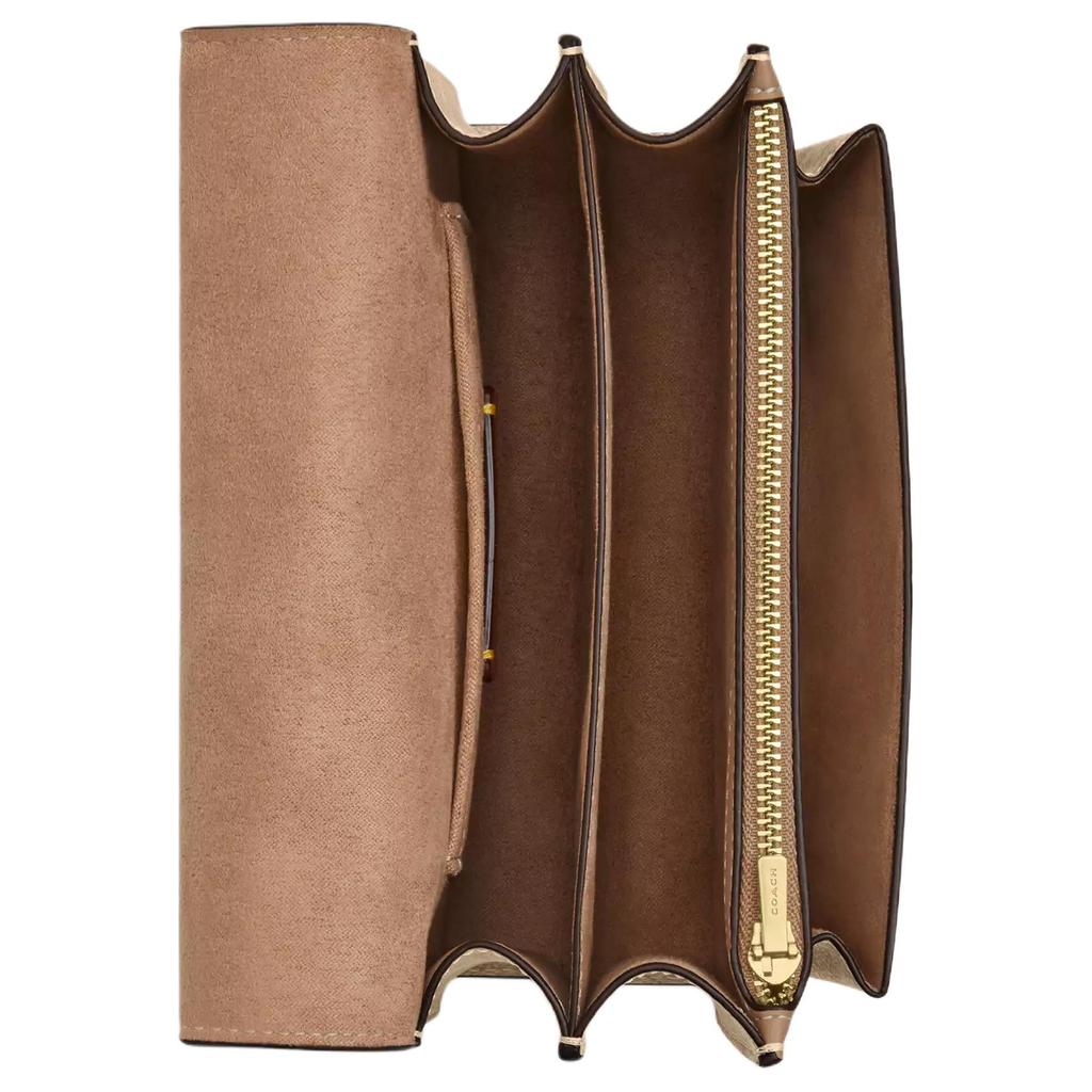 Coach Klare 18 Gold Horse And Carriage Logo Chain Coated Canvas Shoulder Bag Small Women shoulder bag Beige CAK08-IMLG6