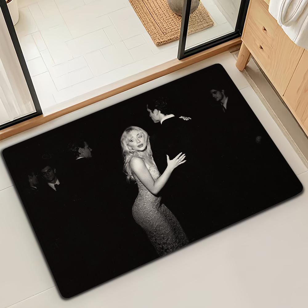

E-Espresso S-Sabrina Carpenter Short n Sweet Door Mat Bath Microfiber Decora Versatile Flannel Quick Dry Absorbent Non-slip Sole 40cm x 60cm