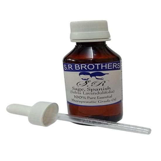 

S.R Brothers Sage Spanish (Salvia Lavandulifolia) Pure & Natural Therapeutic Grade Essential Oil Plastic with Dropper 10 ml
