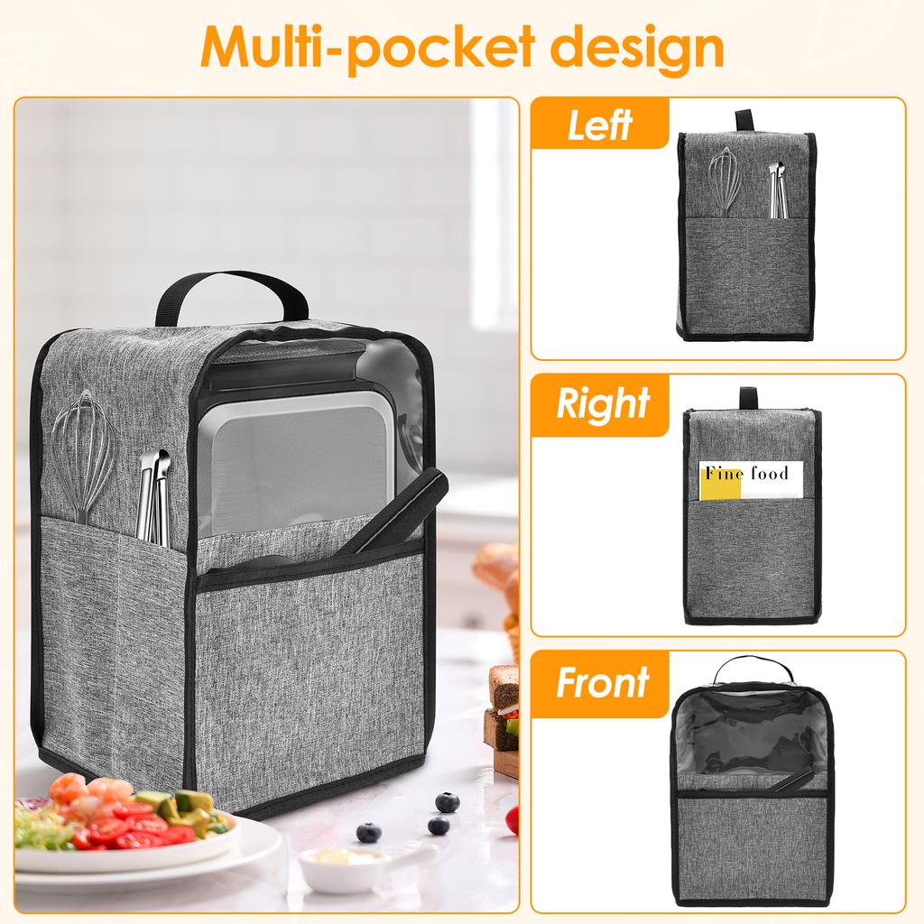 Waffle Maker Dust Cover Oxford Fabric Waterproof Waffle Machine Protector with Visual Window and Pocket Kitchen Appliance Cover