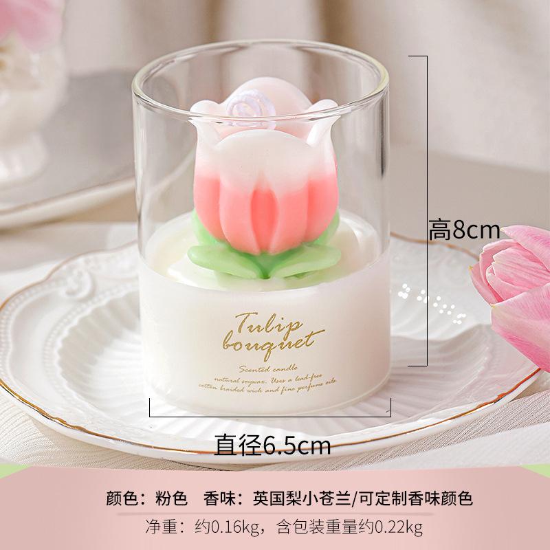 520 Muse Day Romantic Handmade Gift Tulip Flower Aromatherapy Cup Birthday Souvenir Tulip Flower Candle