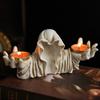Halloween Decoration Ghost Wizard Candle Holder Resin Tealight Candlestick Home Table Desk Bookshelf Gothic Holiday Ornaments