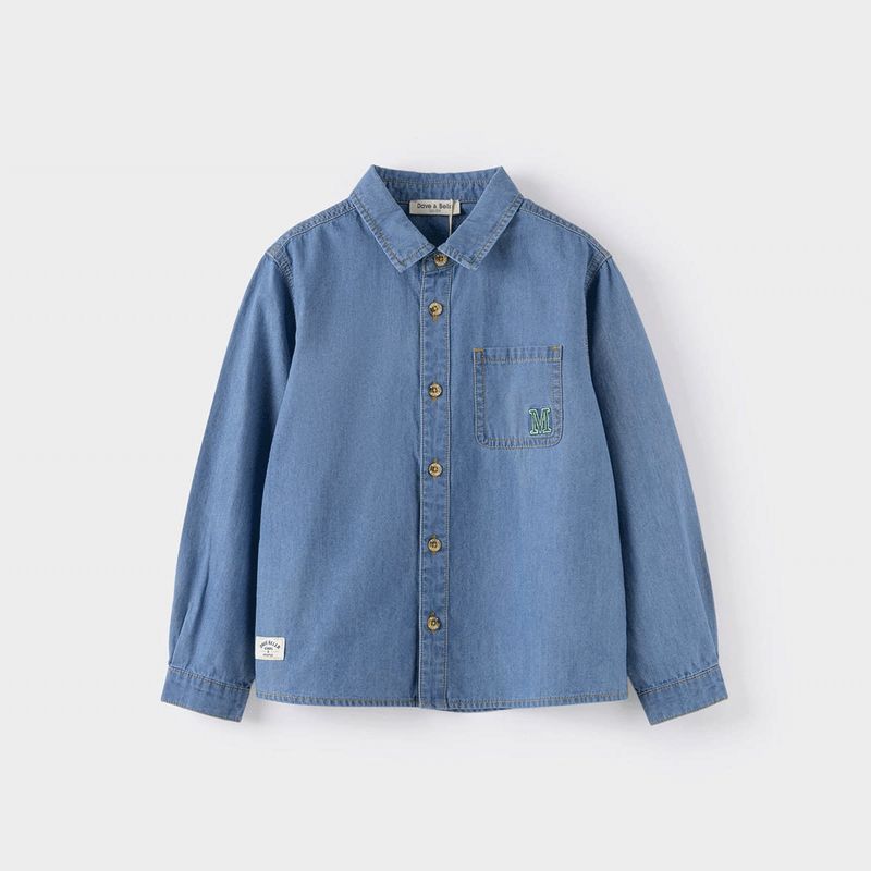 David Bella Boys  Denim Jacket Children s Shirt Spring New Boys  Cotton Long-Sleeve Shirt Top Children s Clothing Denim Blue [Ready in Stock] 130
