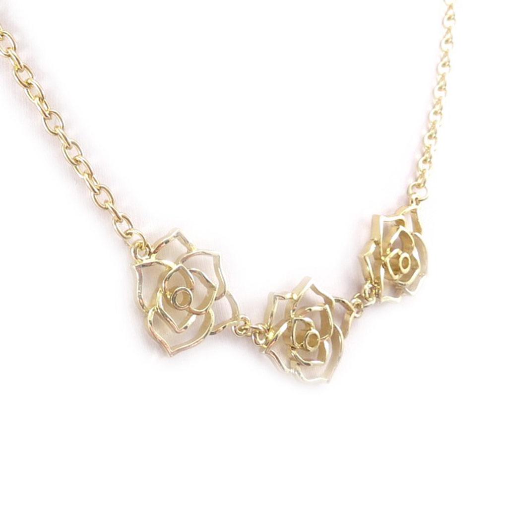 Les Trésors De Lily [J9001] - Gold 'Rosa Romantica' Designer Necklace