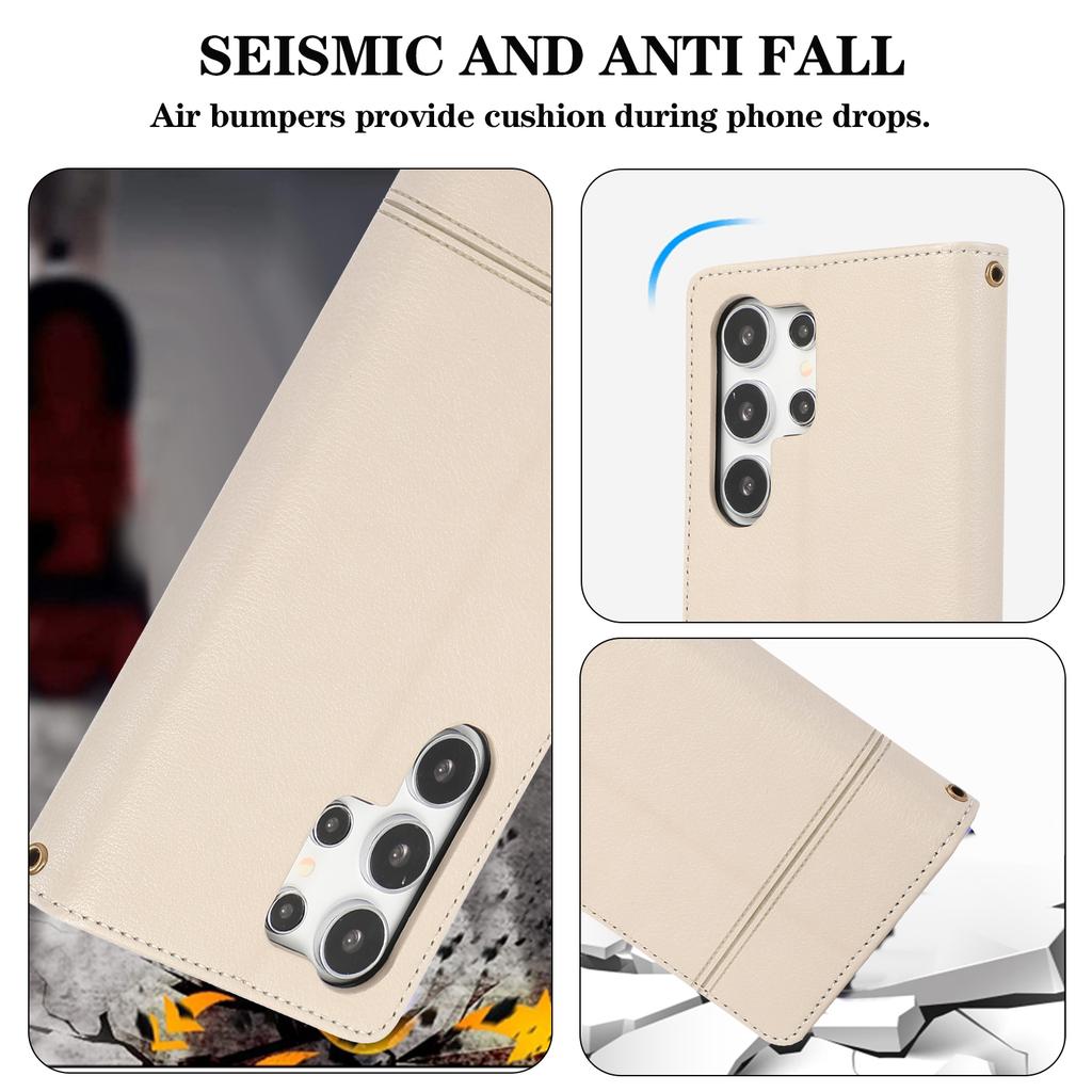 Crossbody Mirror Cards Solt Wallet Leather Case For Samsung Galaxy S24 Ultra S23 FE S22 Plus S21 A14 A24 A34 A54 A15 A25 Cover