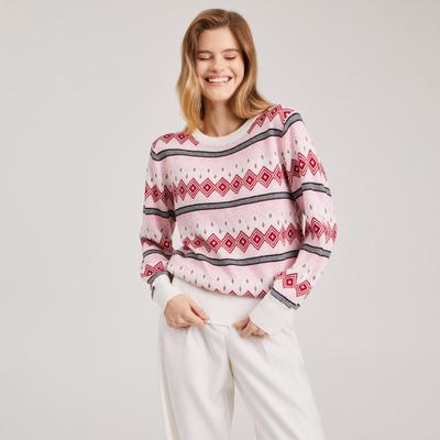 Sweter z dzianiny damskiej na jesień i zimę, z okrągłym dekoltem i długim rękawem