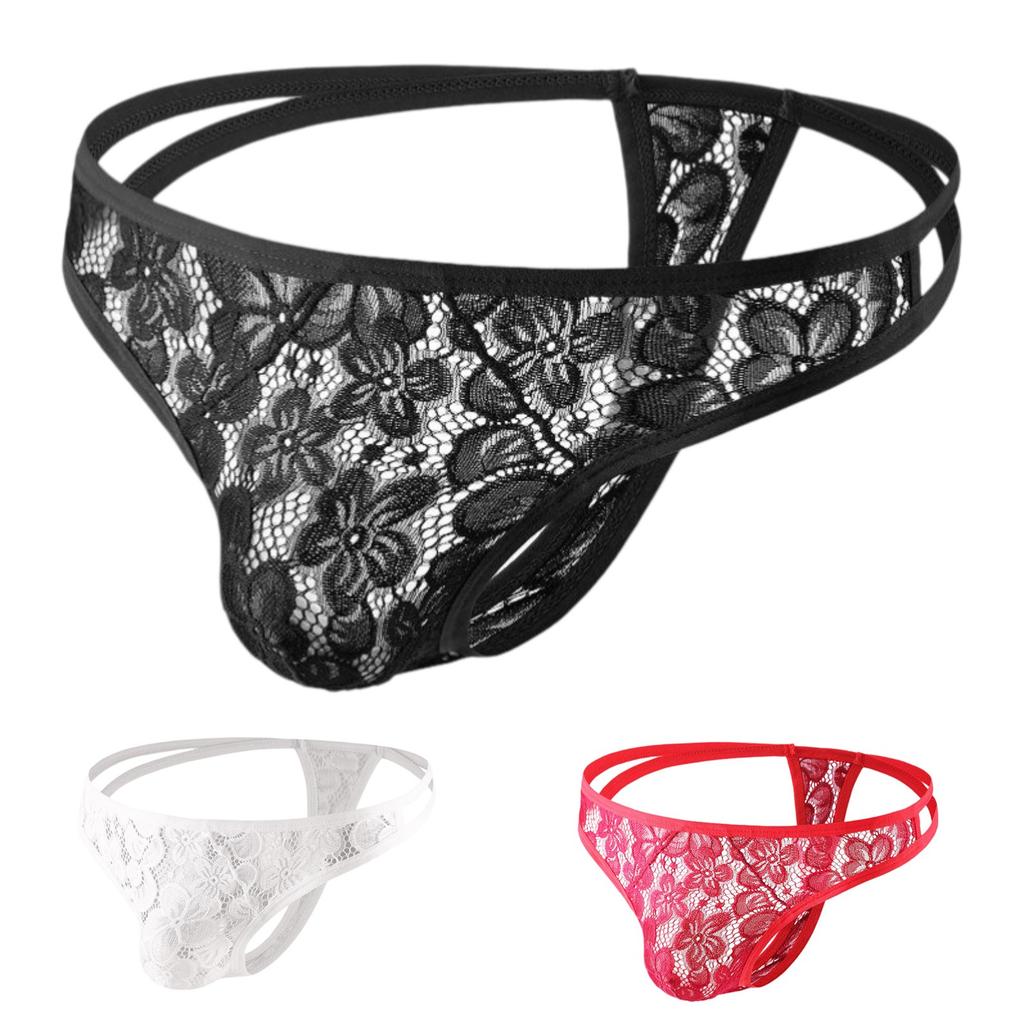 Mens Underwear Thong Underpants Lace Briefs Panties