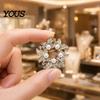 Lapel Pin Brooch Pin, Faux Pearl Wreath Design with Rhinestones Inlaid, Durable Circular Flower Leaf Garland for Coats Shirts Bags Accessories Alloy
