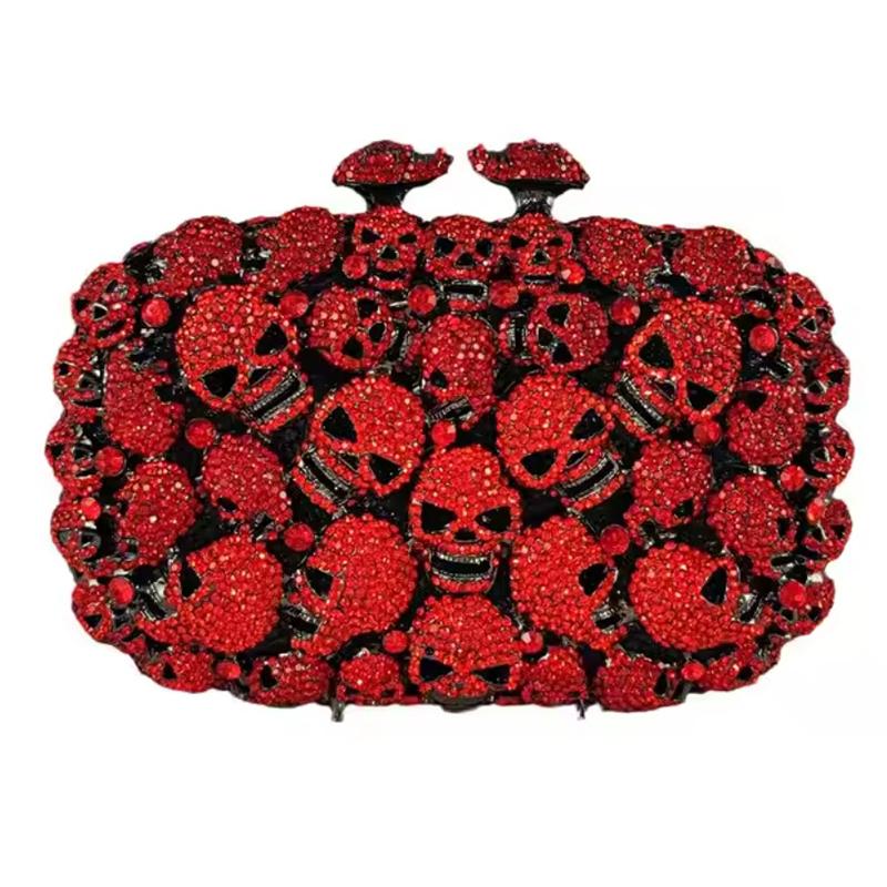 WHTUOHENG Skull Shape White Crystal Black Purse For Party Prom Handbags Luxury Mini Diamond Dinner Clutches Desgin Cocktail Bags