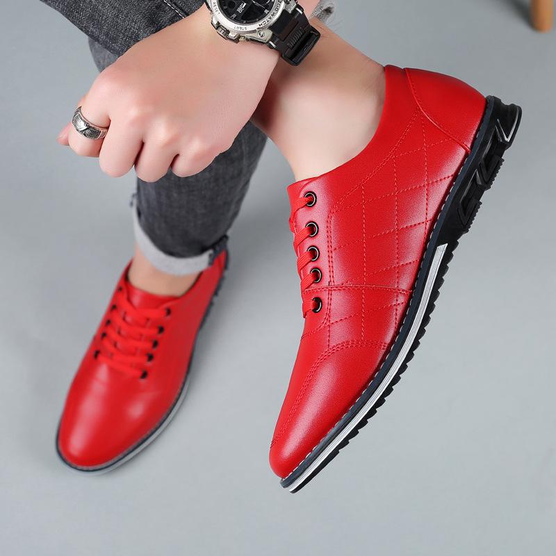 Fashion Big Size Solid Color Cow Leather Shoes for Men Spring Autumn Fashion New Designer Lace Business Casual Shoes Man