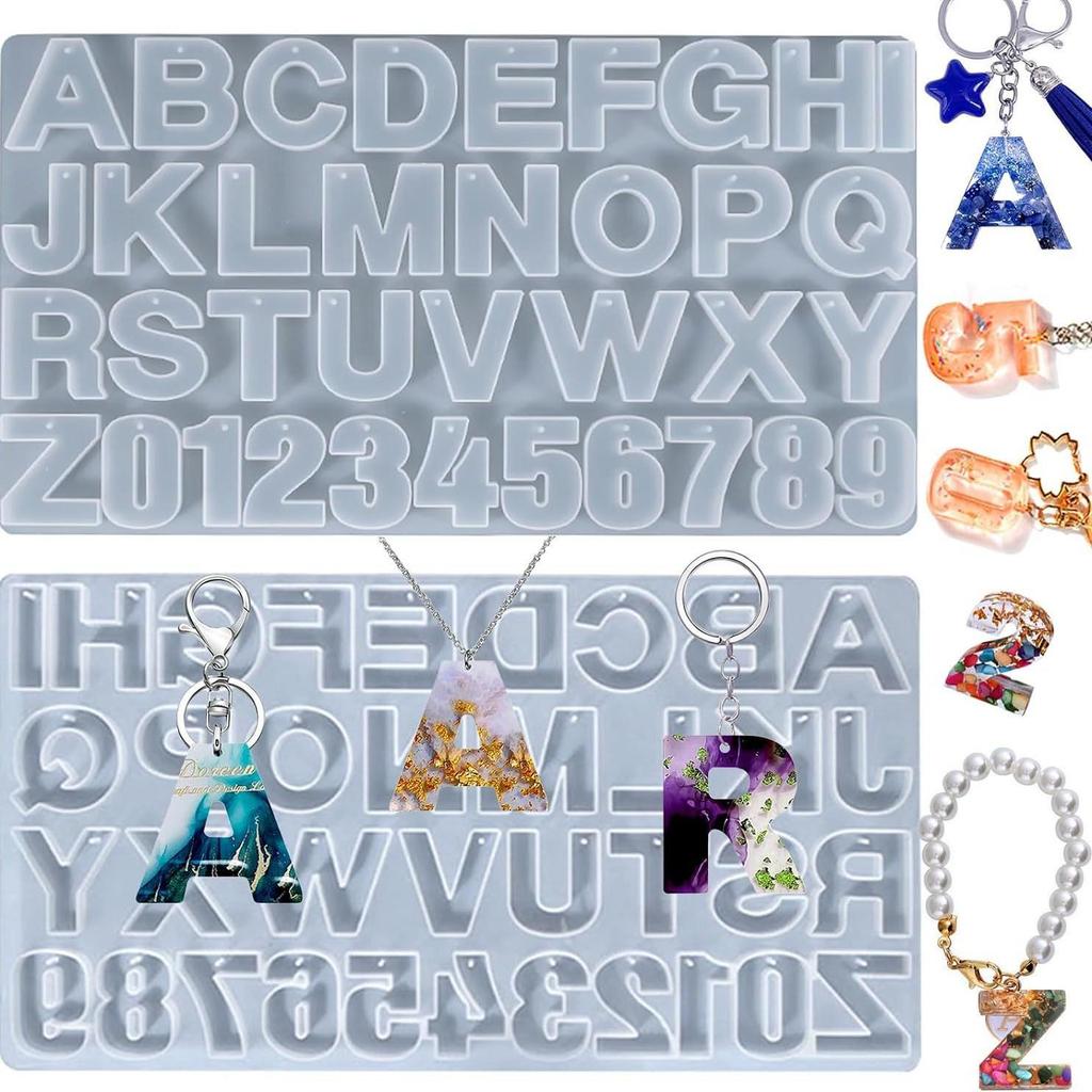 Σιλικονούχο Καλούπι για Κοσμήματα Ρητίνης DIY: Γράμματα & Αριθμοί για Δημιουργία Κρεμαστών