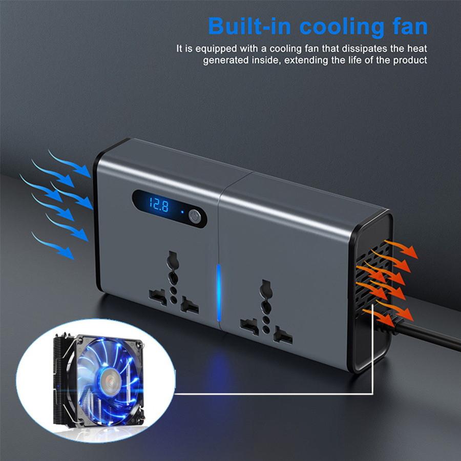 200W Car Power Inverter Newly Car Plug Adapter Outlet Charger DC 12V/24V To AC220V Car Converter with 1.2A&2.4A USB, 1 QC3.0 USB and 1 Type C Ports