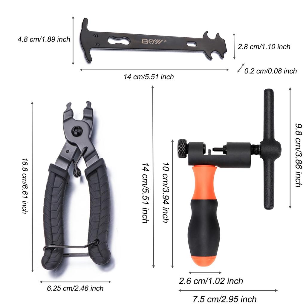 Universal Bicycle Chain Tool Kit Main Chain Chain Checker for Road Chain Splitter Breaker for Speed Chain Disassembly (Chain Breaker, Pliers,