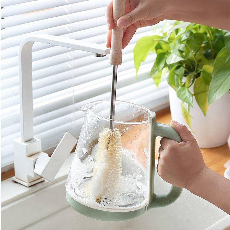 4PCS Wooden Handle Bottle Cleaning Brush Kitchen Drink Wineglass Bottle Glass Cup Cleaning Brush