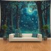 2D Magical Night Forest Wall Hanging - Glowing Fireflies Background Cloth