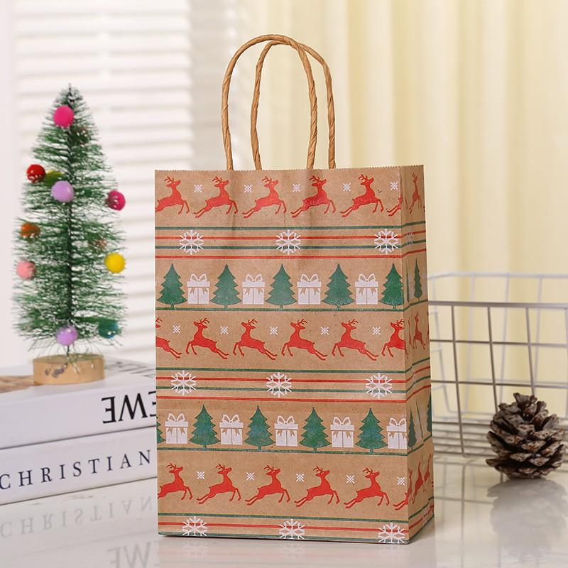 Kraft Paper Gift Bags With Handles Christmas Holiday Party Birthday Wedding Favors Small Medium Large Sizes