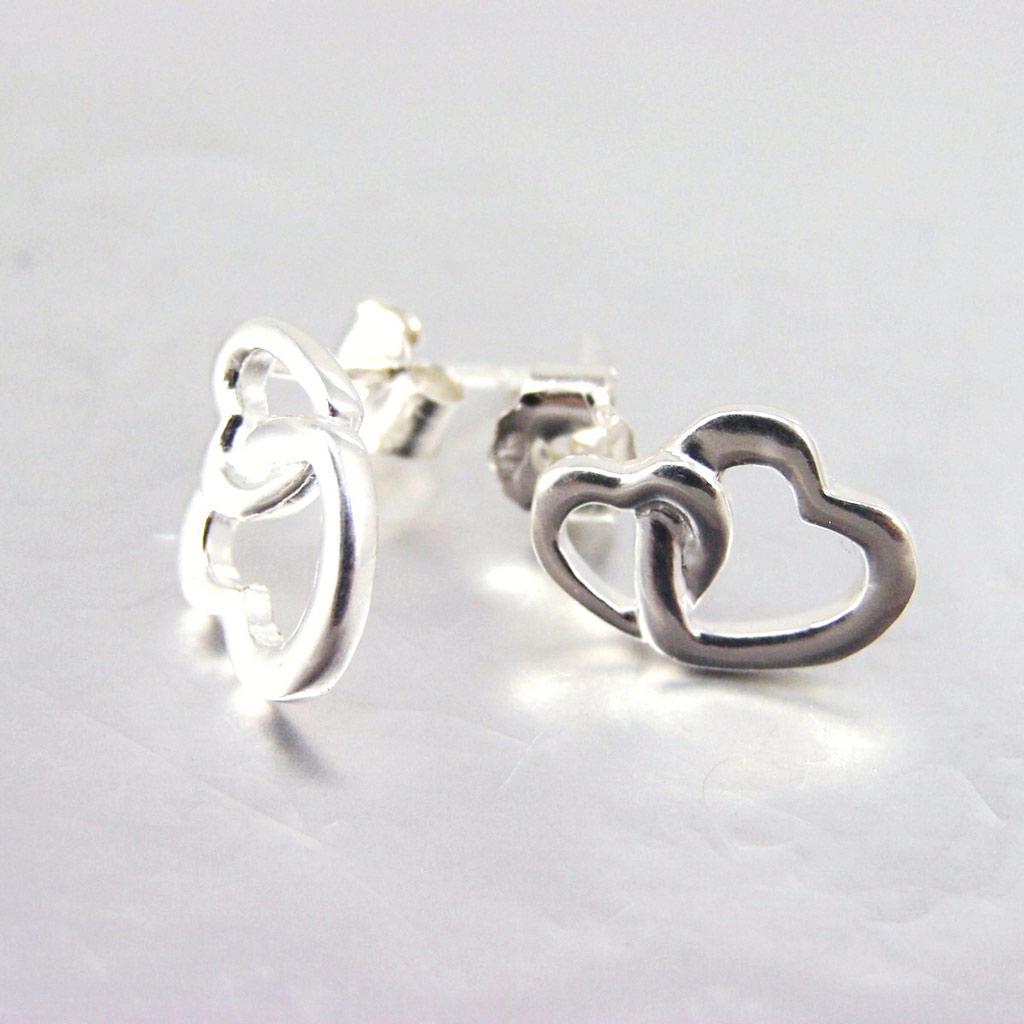 Les Trésors De Lily [F3938] - Boucles Argent 'Coeurs Entrelacés' argenté - 10x7 mm