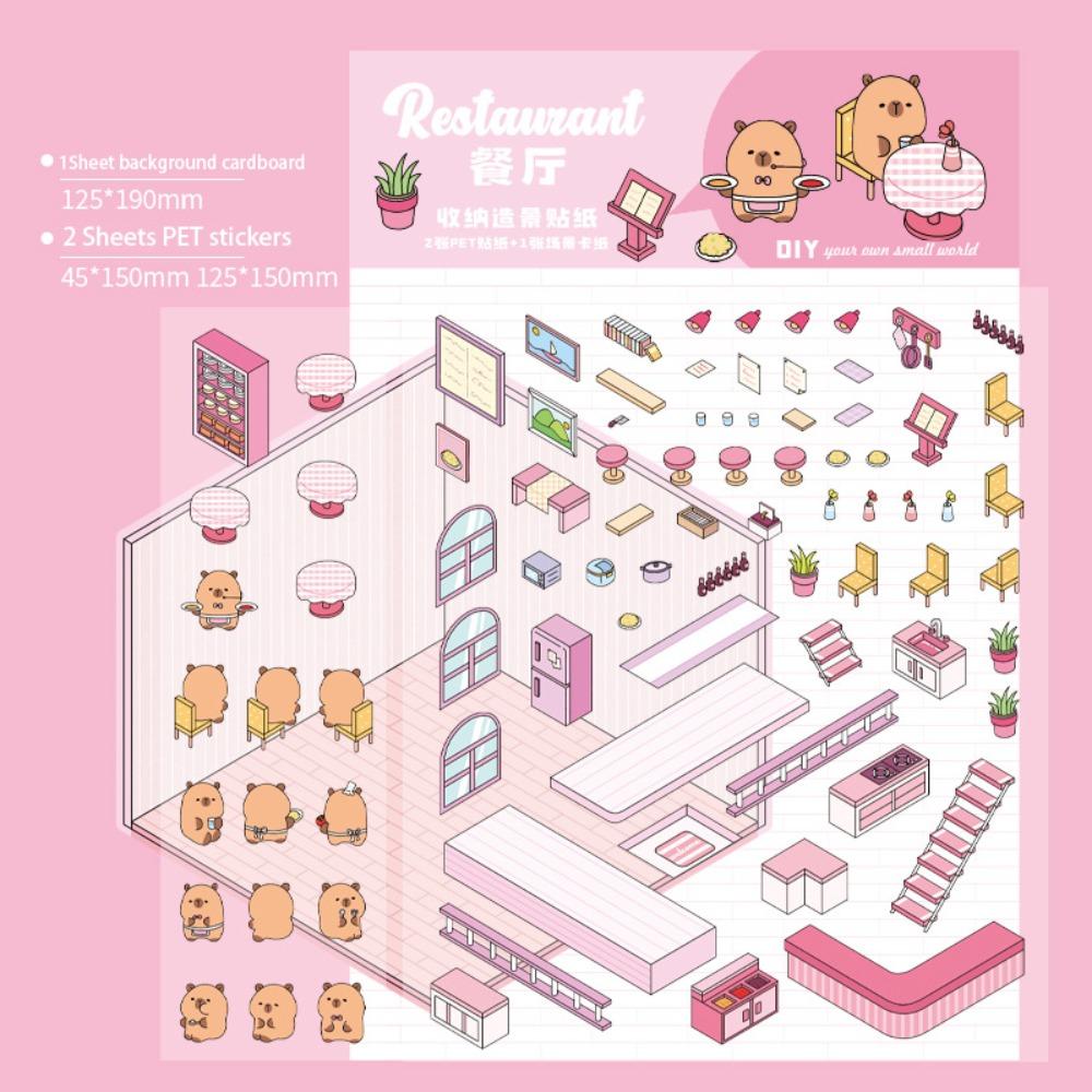 

3D Миниатюрная сцена 3D Наклейки Наклейка для ноутбука Капибара Новые наклейки для ландшафтного дизайна розовый