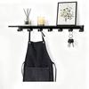 Floating Shelf Organizer Home Gym Equipment Storage Metal Rack Wall Mount Fitness Gear Holder with Hooks T-Lock Adapters