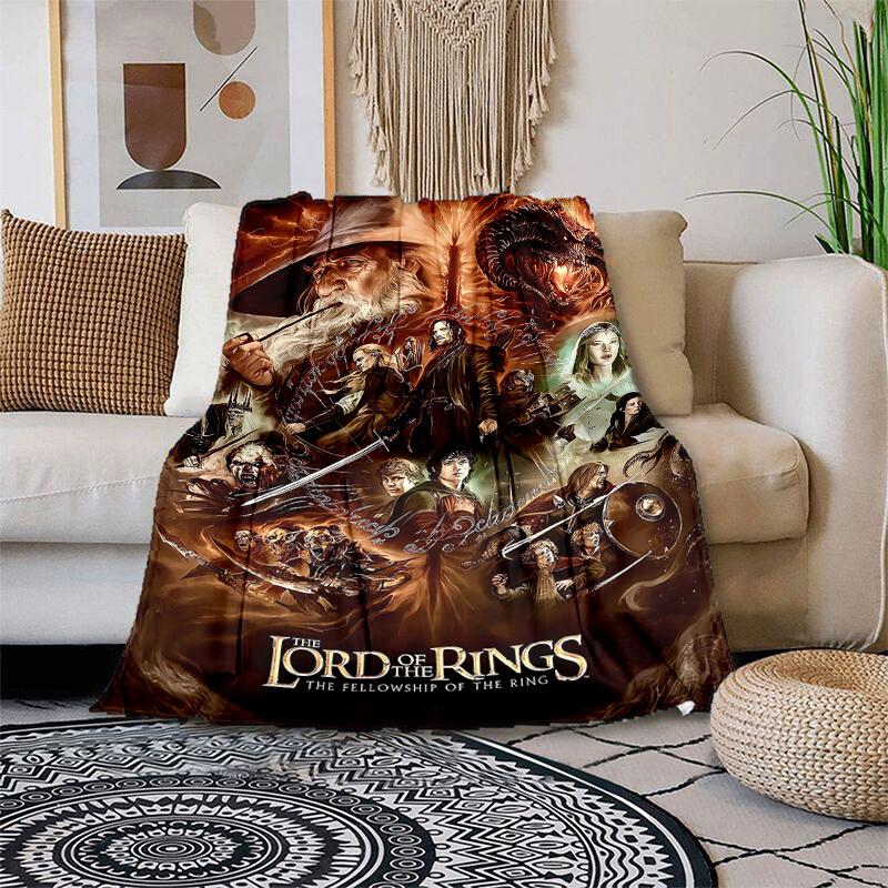 1 Stück Herr der Ringe: Cartoon-Decke für Freunde, Tragbare Decke für Reisen & Camping, Gemütliche Ganzjahresdecke, Ideales Geschenk