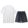 Li Ning Logo Short Sleeve Shorts Casual Sports Suit Men Suit White Ink-Gray ATST631-2+AKST633-3